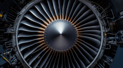 Fototapeta premium Technicians using AI-driven diagnostics tools for jet engine maintenance