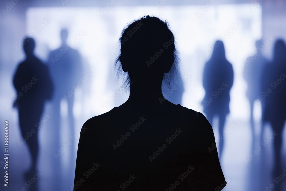 Poster silhouetted figures against a soft background ideal for creative projects and inspirational visuals 