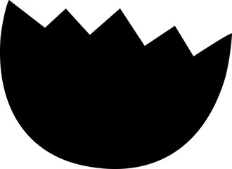 Egg shell cracked in half icon. 
Egg cracked open silhouette.
Simple shape split Egg Isolated. 
Transparent Background.