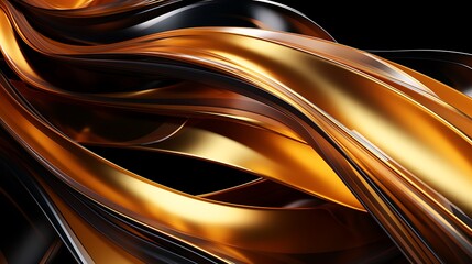Abstract flow of metallic ribbons twisting in motion.
