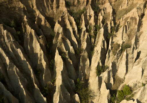 Aerial view of rock formation Stob pyramids, Rila mountain, Bulgaria.
