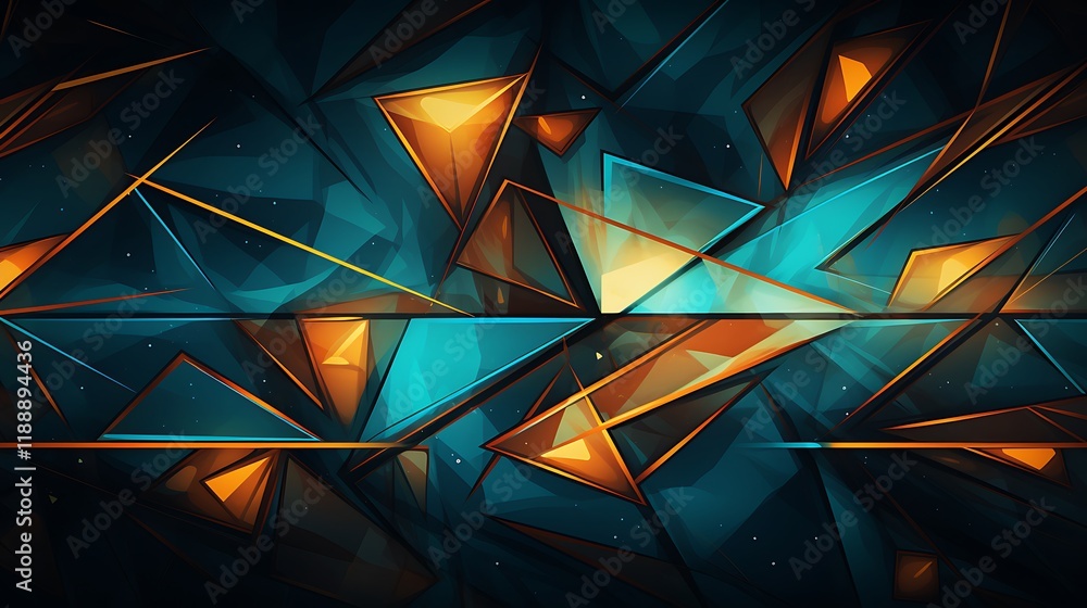 Sticker Abstract polygonal border with sharp, angular designs.