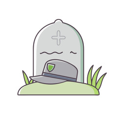 soldier s hat on grave vector icon, soldier s hat on grave vector illustration - simple illustration of soldier s hat on grave, perfect for logos,and soldier s hat on grave -themed designs.