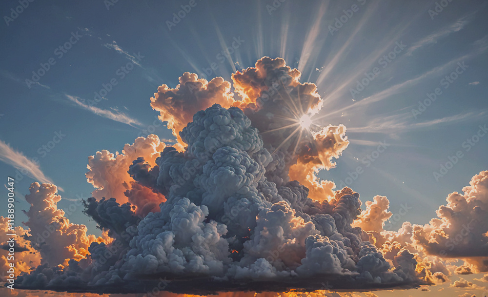 Aufkleber massive cloud with a bright sun shining through it, creating a beautiful and serene scene. the sun i