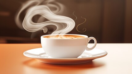 Obraz premium Coffee cup sticker with steam curling upward.