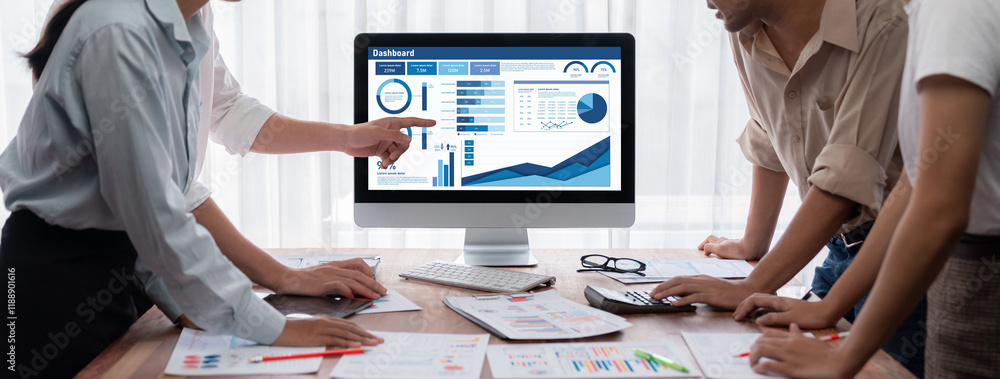 Leinwandbilder business data dashboard provide business intelligence analytic for marketing strategy planning brisk