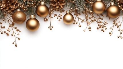 Elegant Gold Christmas Ornament Border