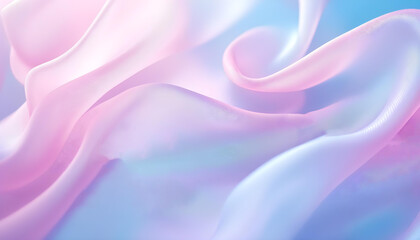 Delicate pink organza chiffon fabric background with swirl creased texture. Sewing fashion clothes making wedding women's apparel concepts. Abstract swirling fabric in red, orange, and purple hues