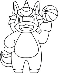 Unicorn Basketball player Basketball Animal Vector Graphic Art Illustration