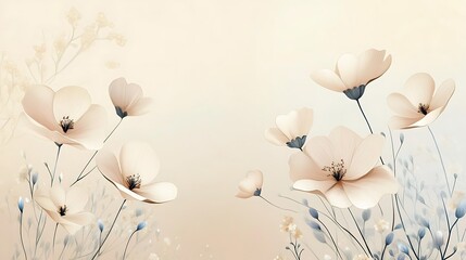 Elegant Cream Colored Flowers Softly Rendered