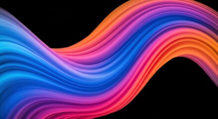 Abstract Fluid Swirl:  A mesmerizing digital painting showcases a vibrant wave of flowing colors, creating a dynamic, abstract composition against a black background.
