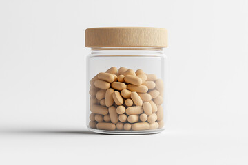 Jar pills. Isolated background. Mock up. Biohacking