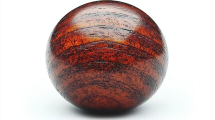 Fototapeta premium Polished dark brown wooden sphere on white background. (1)