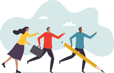 Leadership to find team direction, guidance or solution to follow, manager create strategy or way to achieve success, leading to win.business concept.flat character.