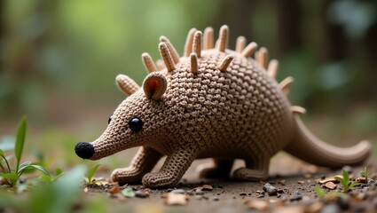 Obraz premium realistic highly detailed crochet of a armadillo with a nature background