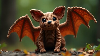 Obraz premium realistic highly detailed crochet of a bat with a nature background