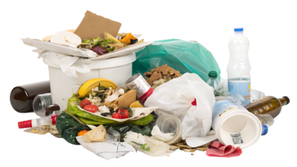pile of garbage trash isolated on white background PNG.AI GENERATED
