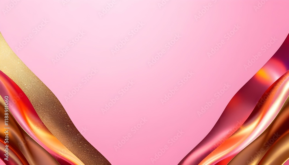 Poster luxurious modern pink background with shiny gold lines and blank space for promotional text. pink an