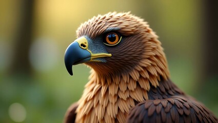 Fototapeta premium realistic highly detailed crochet of a hawk with a nature background