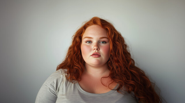 Confident plus size woman with red hair - Powered by Adobe
