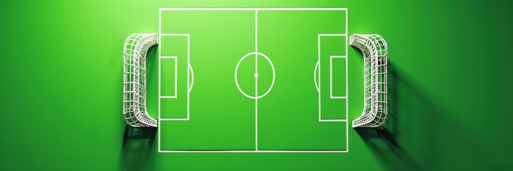 Aerial view of a soccer field with goals, symbolizing teamwork, sportsmanship, and competition in soccer.