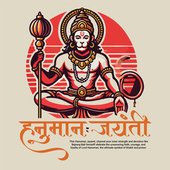 Fototapeta premium Indian Spiritual God Hanuman Jayanti Bajrang Bali Celebration Social Media Post Template