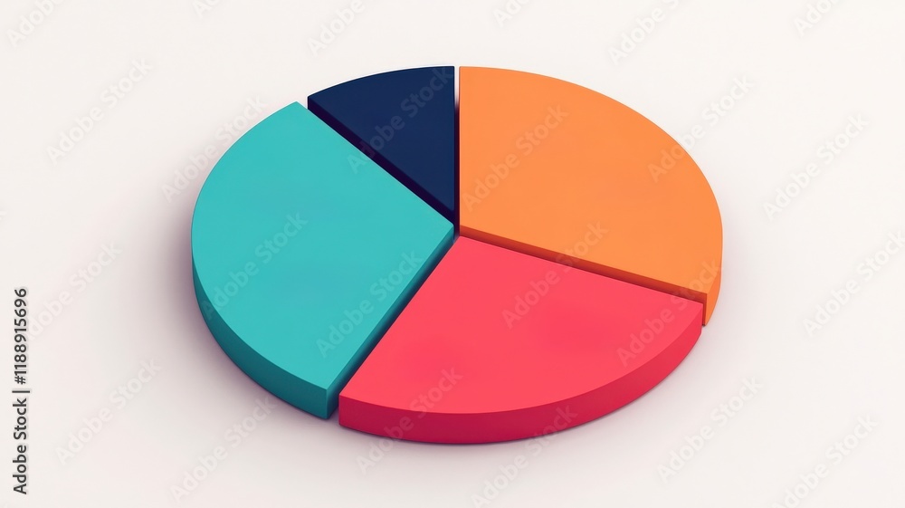 Poster spending expenses forecast concept. colorful pie chart representing data distribution in four segmen