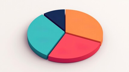 Obraz premium spending expenses forecast concept. Colorful pie chart representing data distribution in four segments on a neutral background.