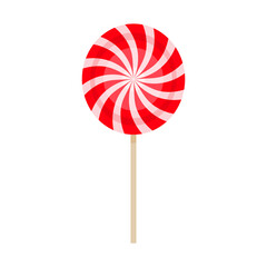 red swirl lollipop isolated on white