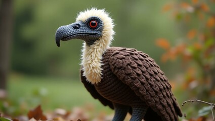 Fototapeta premium realistic highly detailed crochet of a vulture with a nature background