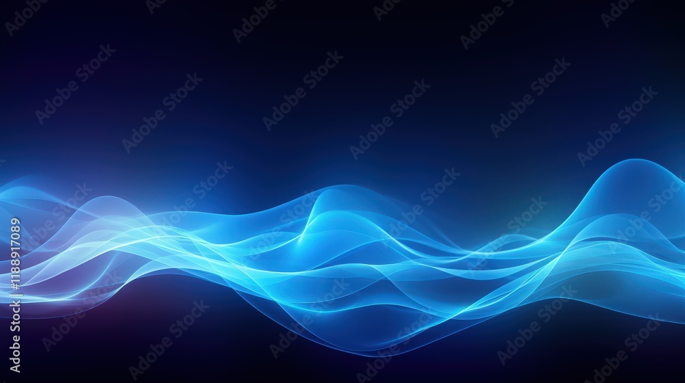 Poster abstract blue wave pattern with light effects on dark background for artistic and creative use in va