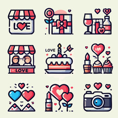 Naklejka premium Valentine icon set