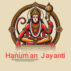Indian Spiritual God Hanuman Jayanti Bajrang Bali Celebration Social Media Post Template