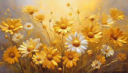 Floral seamless summer flowers garland with daisys background graphic resource