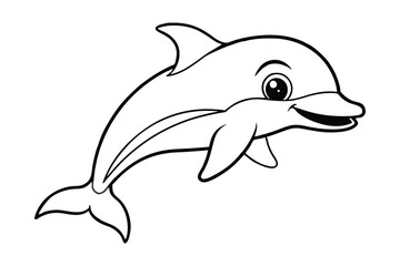 Obraz premium Line art design of a charming cartoon baby dolphin with a sleek rounded body.eps