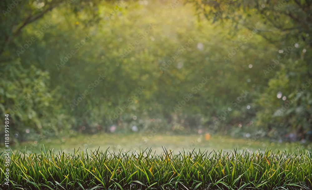 Aufkleber grassy area with a tree in the background. the grass is short and green. there are no people or anim