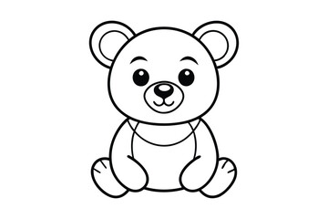 Line art design of a sweet cartoon baby bear with round ears.eps