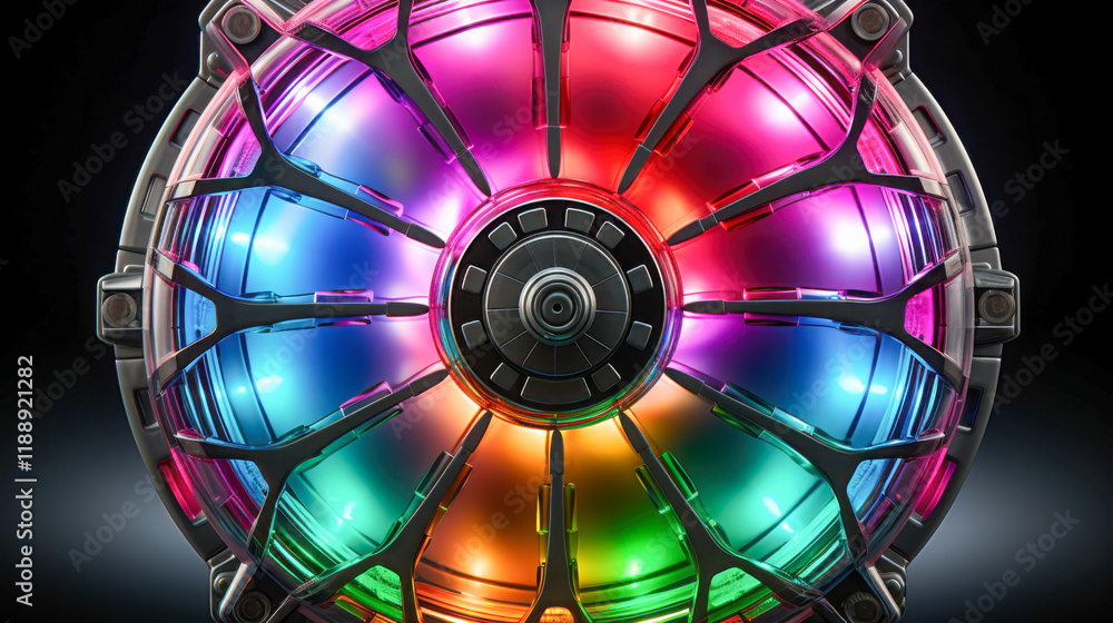 Poster colorful led light display in a modern decorative device showcasing a vibrant spectrum of colors and