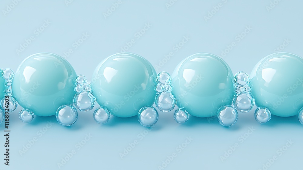 Poster bubbles rising in a soft blue setting abstract art close-up view stylish concept