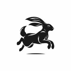 Stylish Black Silhouette of a Leaping Hare