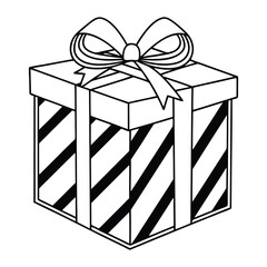 Hand-drawn present box with decorative ribbon and bow