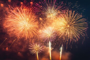 Festive Fireworks Display Illuminating The Night Sky