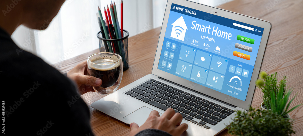 Poster smart home technology, centric remote control system with digital dashboard for air conditioning, sa