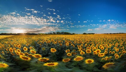 Fototapeta premium field of sunflowers and blue sky
