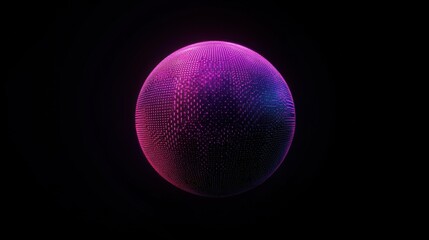 Abstract 3d rendering sphere made of neon dots. Global network connection. Globe Grid. Worldwide communication. Futuristic earth globe. Science, technology and illustration on dark wide