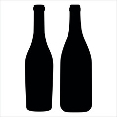 Wine Bottle and Glass Silhouette vector illustration