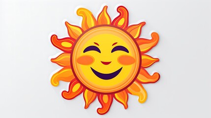 Smiling sun sticker with vibrant, cheerful colors.