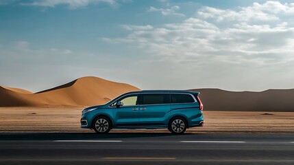 Fototapeta premium MPV Car on a Desert Street in Saudi Arabia