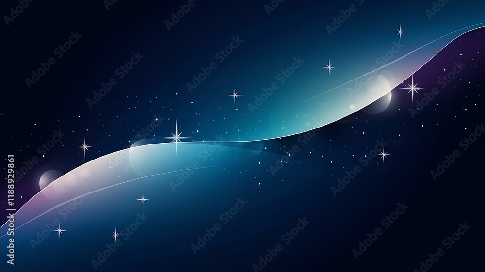 Poster abstract cosmic background with stars and a gradient curve for business presentations