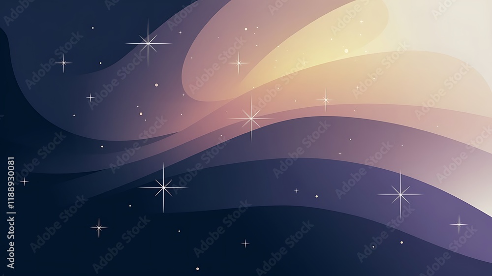 Poster abstract business background with starry sky and soft gradient wave effect for website banner